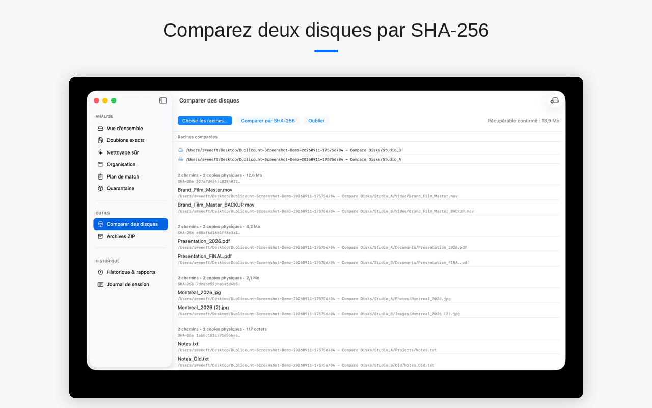 Comparer des disques