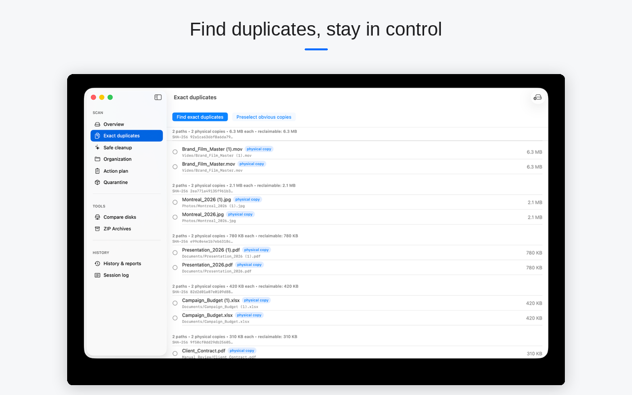 Exact duplicates