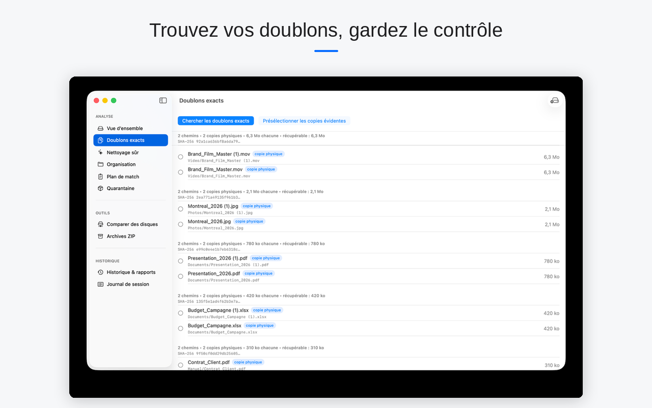 Doublons exacts